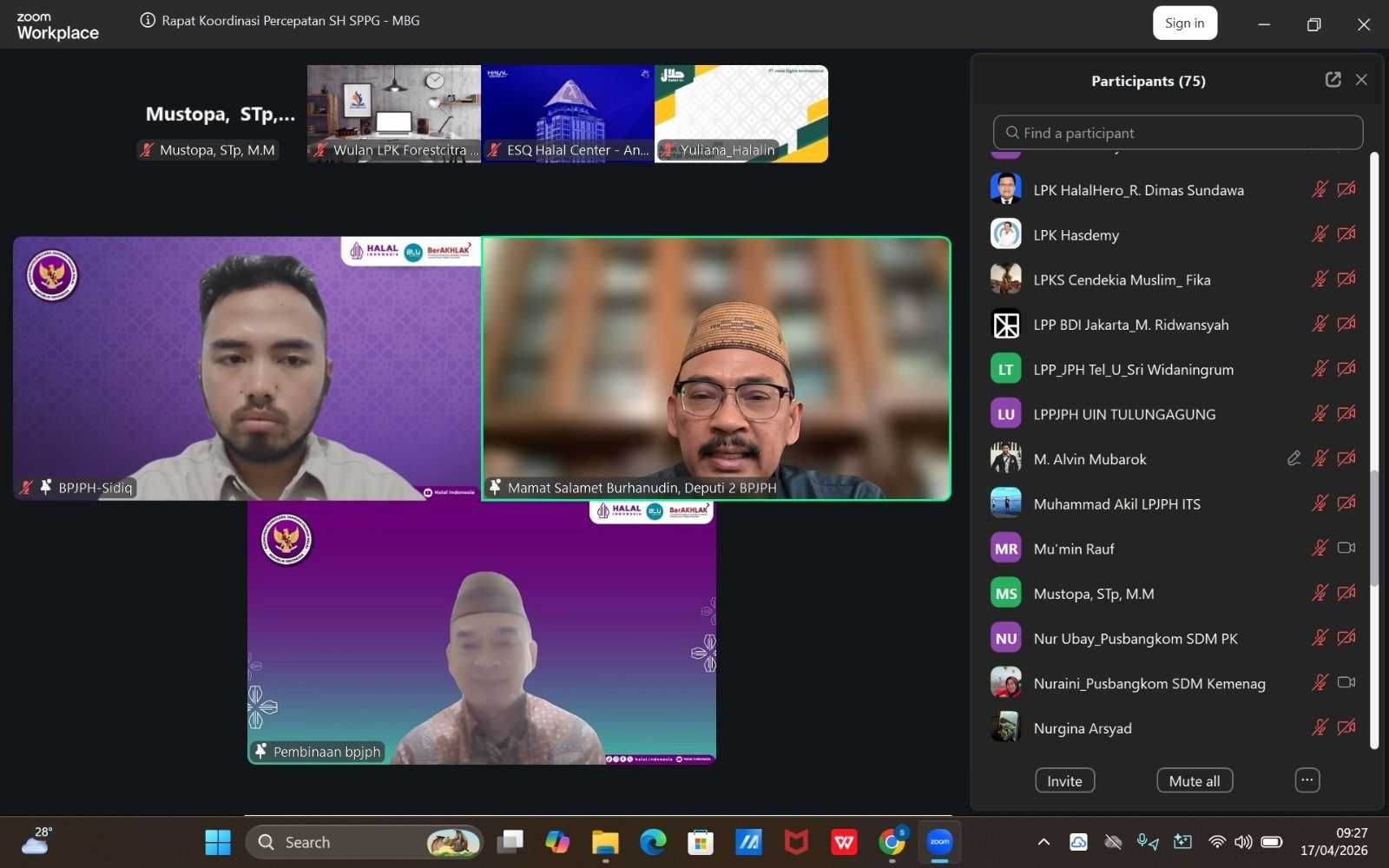 BPJPH Percepat Pelatihan Penyelia Halal untuk Sertifikasi Halal SPPG